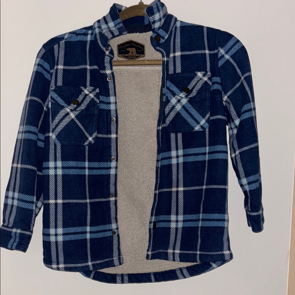 Cozy Blue Plaid Kids Jacket